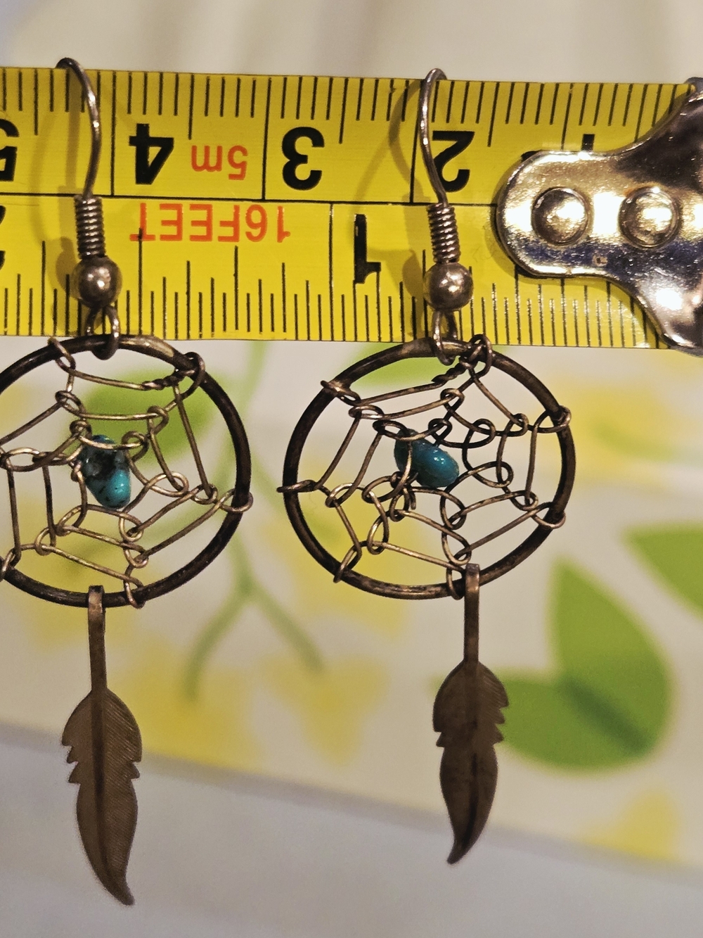 Vintage Turquoise Dreamcatcher Feather Dangle Earrings - Women Jewelry